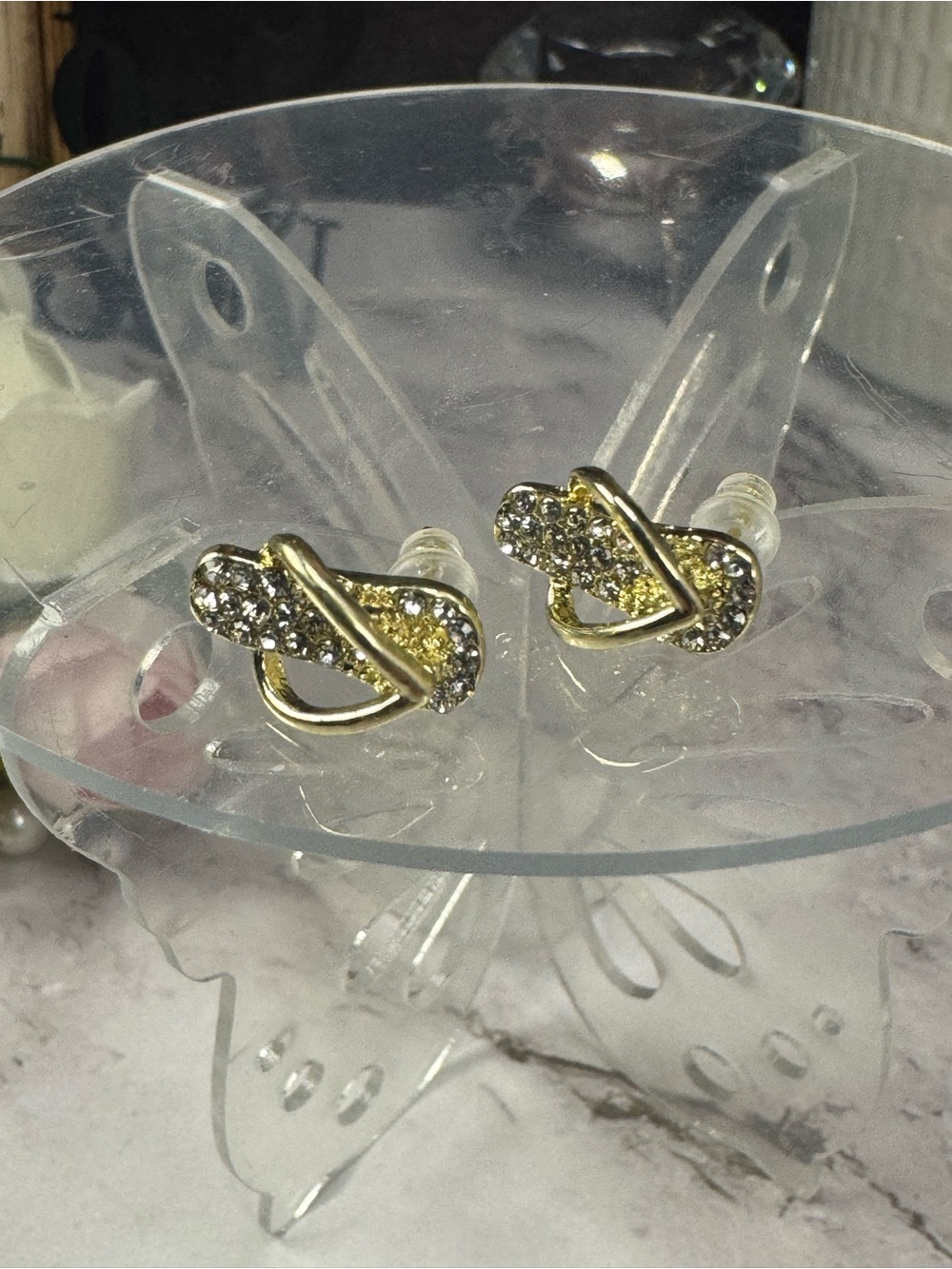 Gold Crystal Sandal Stud Earrings - Elegant Women Jewelry